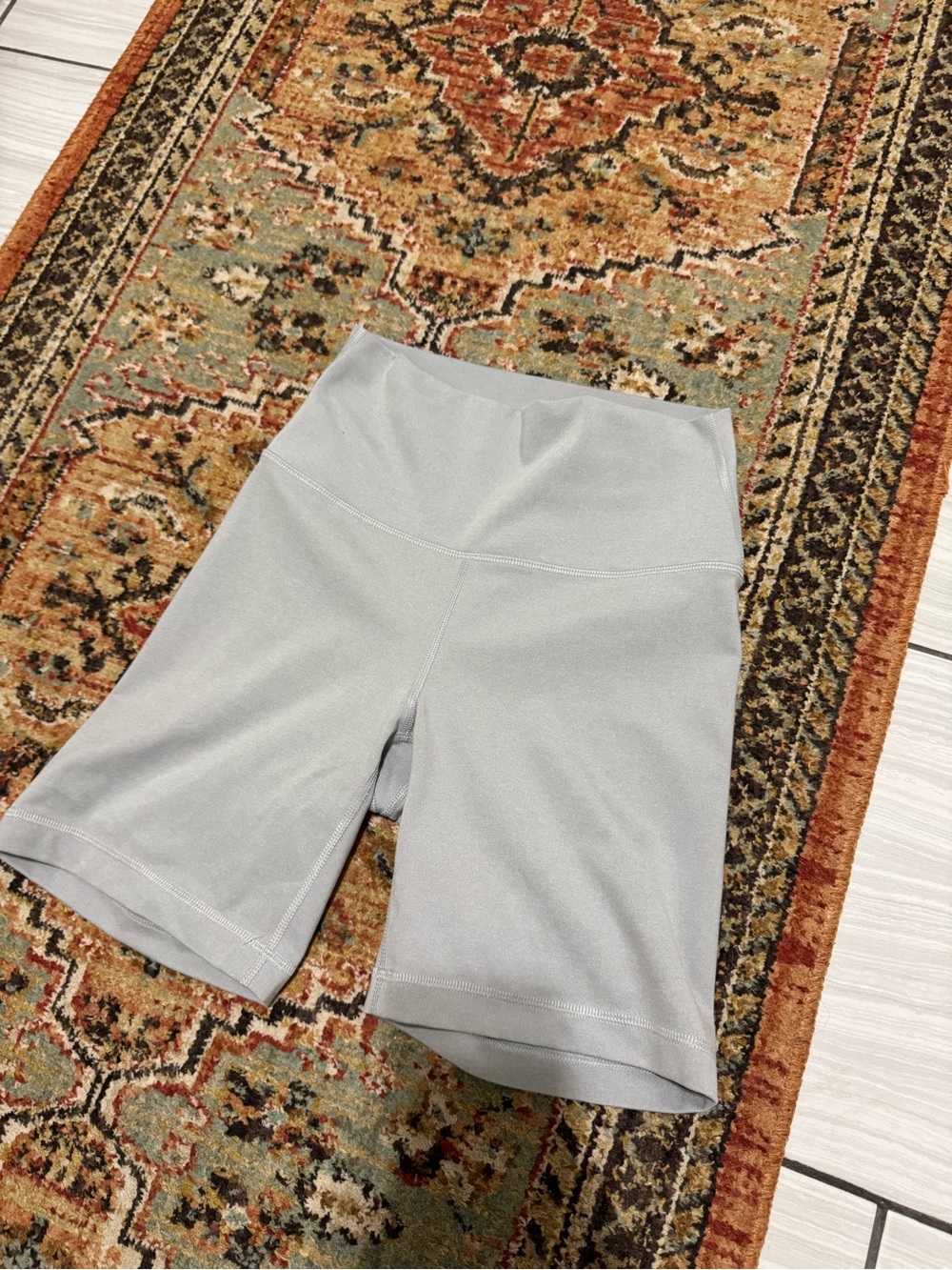 Lux Light Gray High-Waist Bike Shorts